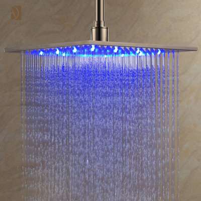 Square Polished Stainless Steel Top Shower , 3 Color Rainfall Jet LED  Awesome Shower Heads