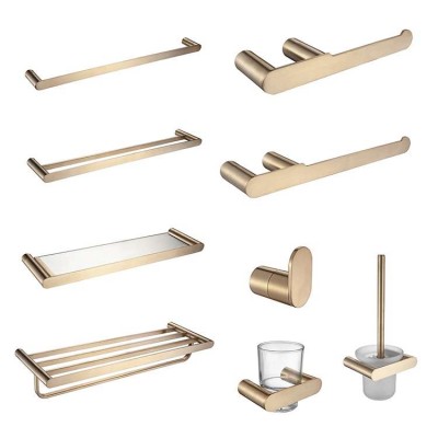 Hotel Brushed Gold Bathroom Accessories Sets Stainless Steel Wall Mounted Bath Hardware set