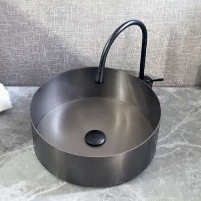 Modern Round Design 304 Stainless Steel Round Corner Handmade Nano Bathroom Sink